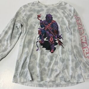 Star Wars T-shirt White And  Gray Tie-dye Long Sleeve